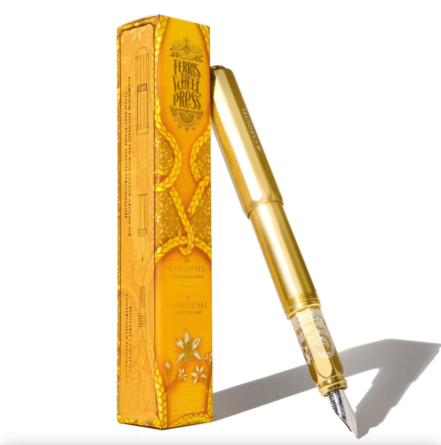 Ferris Wheel Press Limited Edition Aluminum "Carousel" Fountain Pen-Gold Plated Tress