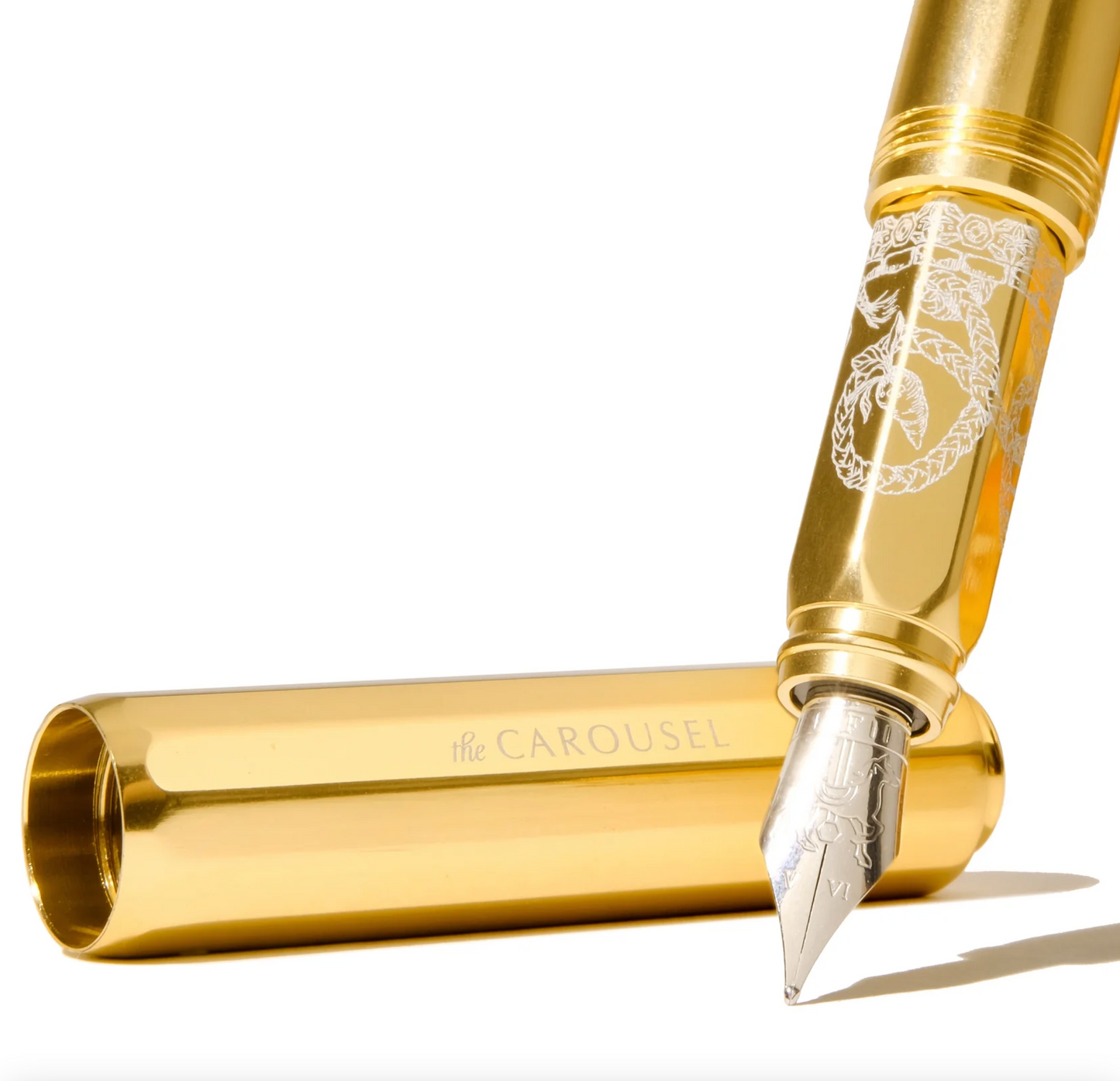 Ferris Wheel Press Limited Edition Aluminum "Carousel" Fountain Pen-Gold Plated Tress