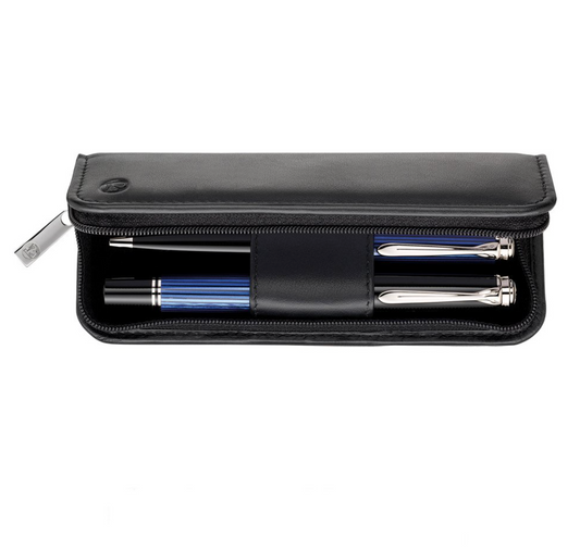 Pelikan Nappa Leather Zippered Pen Case for Two Pens