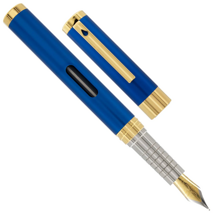 Diplomat Nexus Demo Fountain Pen with Inkwell- Blue/Gold with steel nib