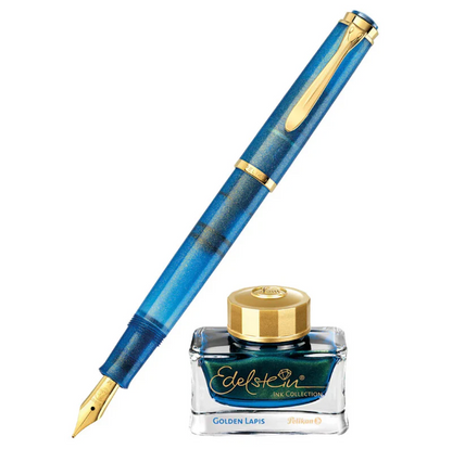 Pelikan Classic M200 Special Edition Golden Lapis Fountain Pen and Ink Set