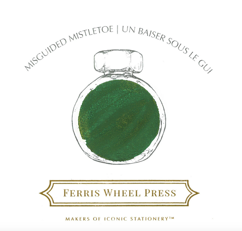 Ferris wheel press misguided mistletoe. Dark Evergreen coloured ink.